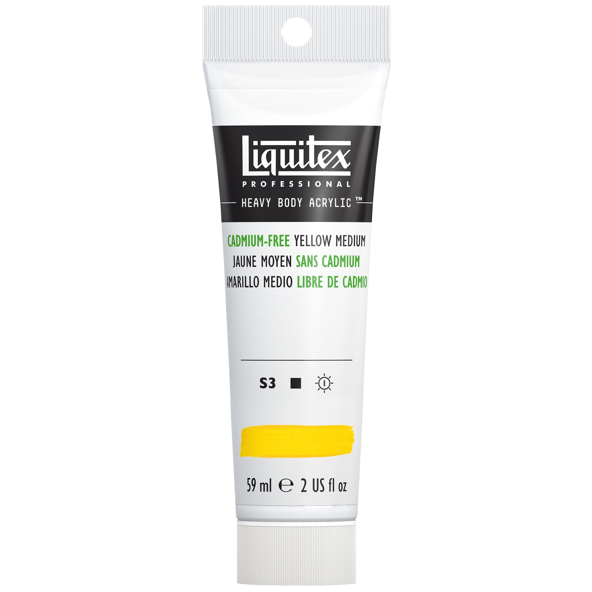 Liquitex 1045890 Professional Heavy Body Acrylfarbe in Künstlerqualität mit ausgezeichneter Lichtechtheit in buttriger Konsistenz, 59ml Tube - Kadmiumfrei Gelb mittel