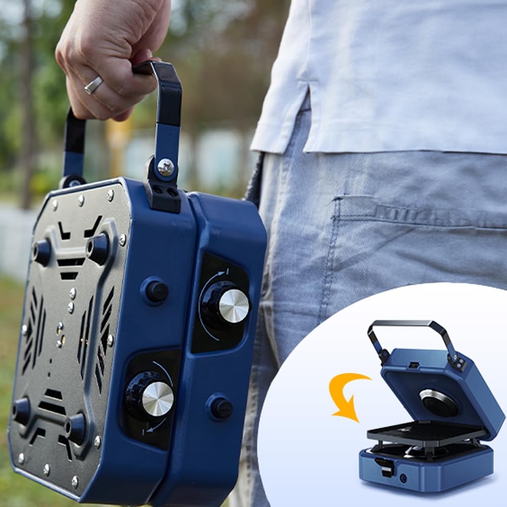 WINKIZA - Estufa de propano mejorada de 2 quemadores con parrilla, estufa de campamento plegable con 16,000 BTU, dos quemadores ajustables con encendido piezoeléctrico y asa de fácil transporte,
