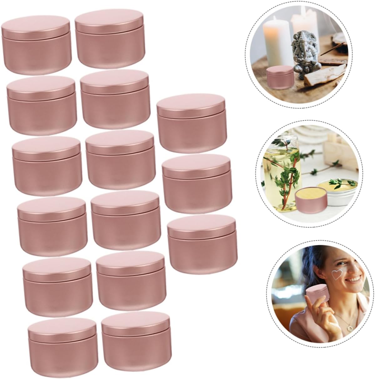 jojofuny 24Pcs Round Candle Tin Containers for DIY Scented Candles Jars with Elegant Frosted Finish for Party Decorations and Present Giving