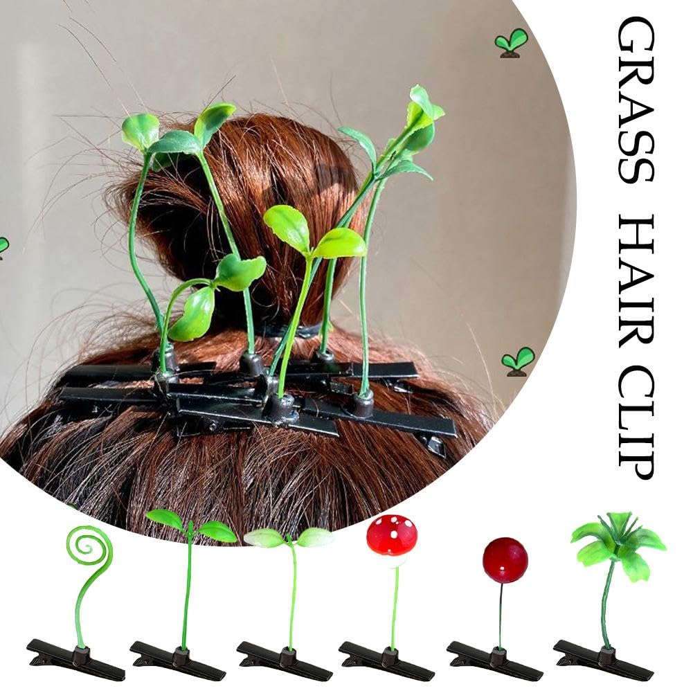 Amazon.co.jp: 5 個韓国ファッション緑の知恵草ヘアクリップかわいい