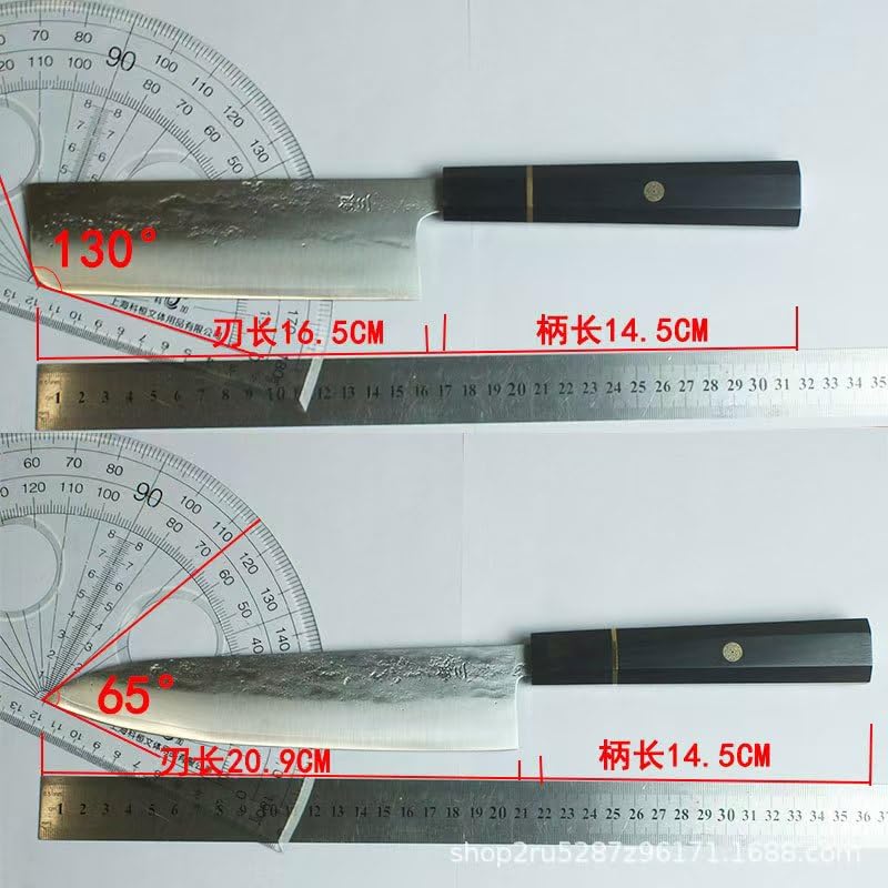 Amazon | 手作り鍛造包丁セット, 黒檀八角柄, 牛刀・菜切り包丁2