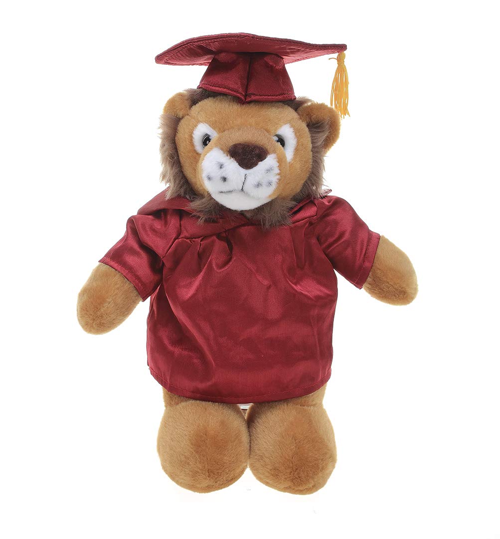 Plushland Lion Plush Stuffed Animal Toys Present Gifts for Graduation Day, Personalized Text, Name or Your School Logo on Gown, Best for Any Grad