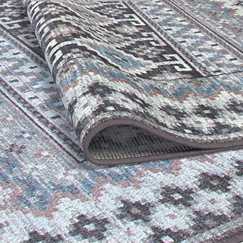 Abacasa Sonoma Fallon Blue/Charcoal/Ivory/Pink Area Rug, 5X8 #TOP4