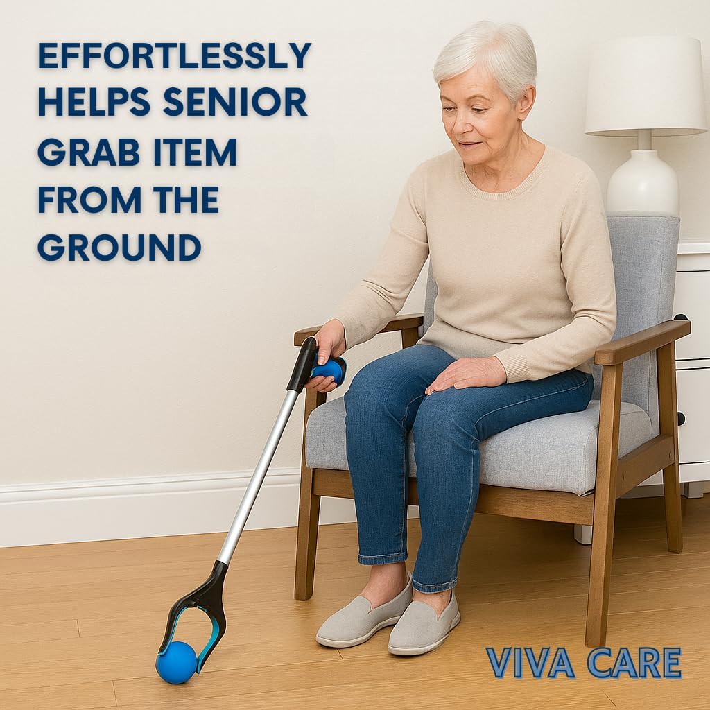 Grabber Reacher Pickup Tool – Foldable, Lightweight, Rotatable Clamp, Blue