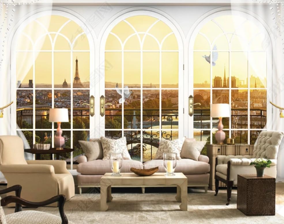 Papier peint intissé Paris panorama stéréoscopique haut de gamme pour grand mur de salon