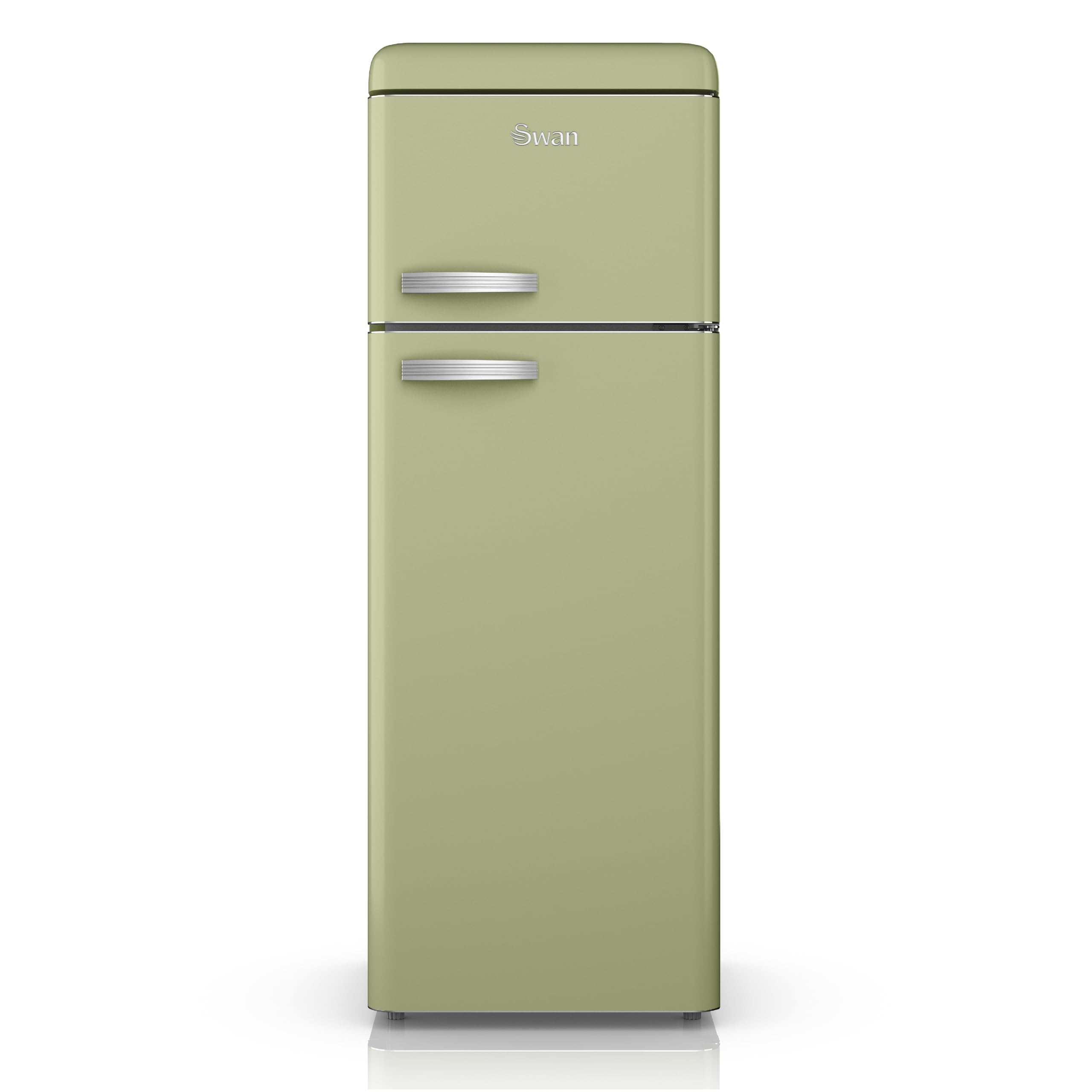 Swan Retro Free Standing Top Mounted 70/30 Split Fridge Freezer, 3 Adjustable Shelves, Fast Freeze, Green, SR11010GNE
