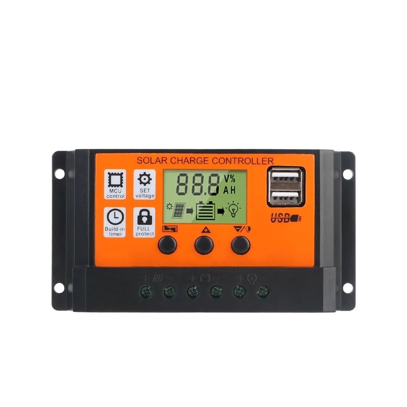 Solar Charge Controller, Colorful Screen Built-in Timer LCD Accessory 10A 20A 30A 12V 24V Automatic Recognition Of Solar Controller PV Regulator(10A)