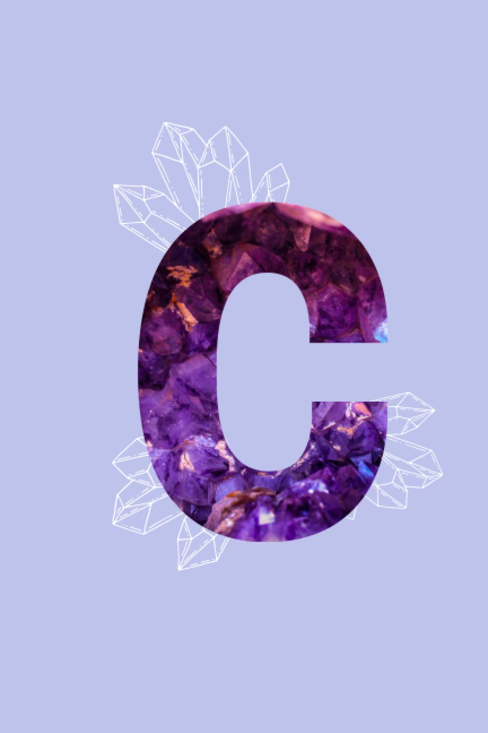 Amethyst Alphabet Letter ‘C’ Notebook: Purple Monogrammed Gemstone Crystal Notebook ; 6" x 9" inches white lined Journal Pages (Amethyst Alphabet Notebooks)