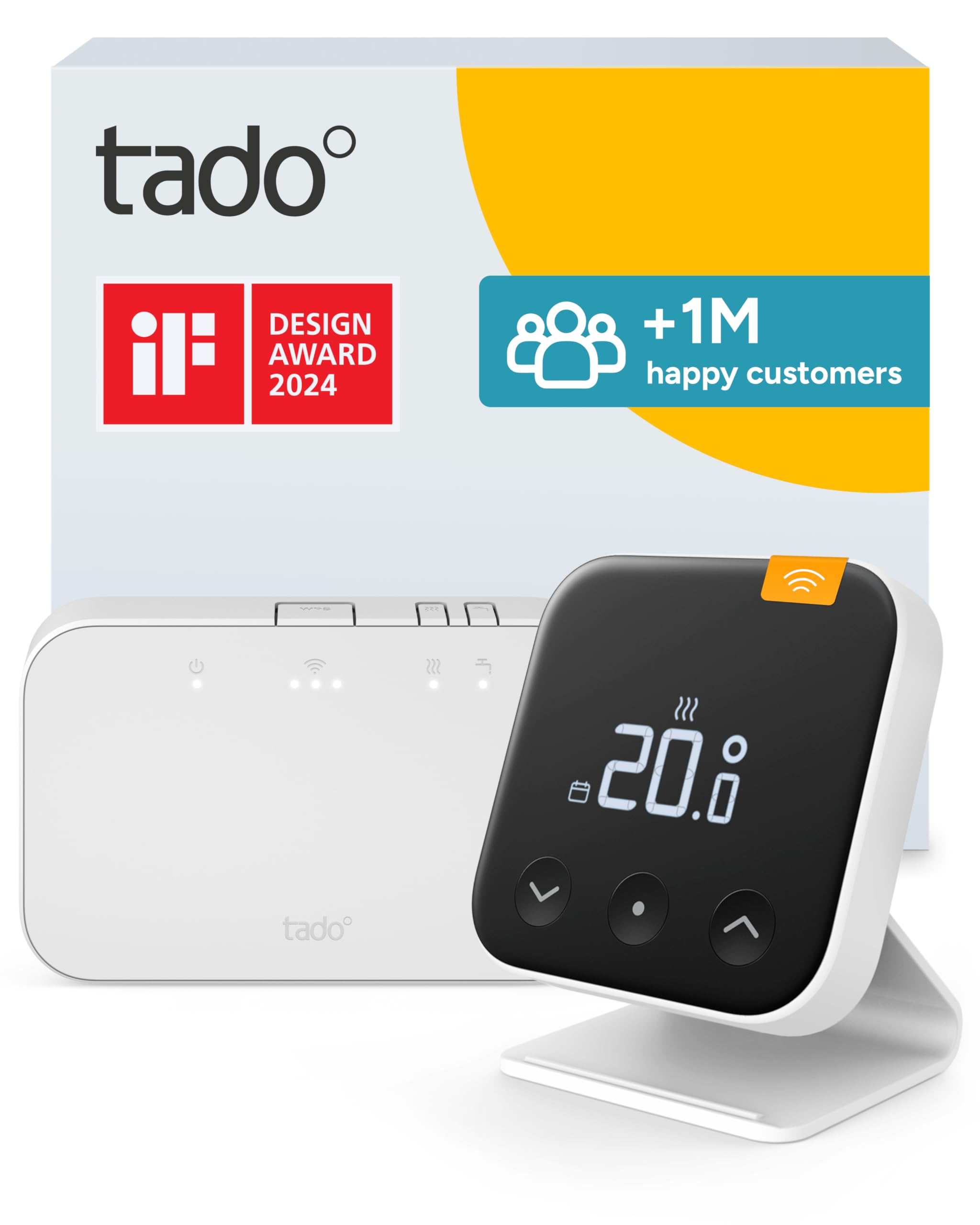 tado Wireless Smart Thermostat X – Starter Kit with Bridge X and Stand, Boiler and Hot Water Control via App & Smart Speaker (Alexa, Siri, Google Assistant)