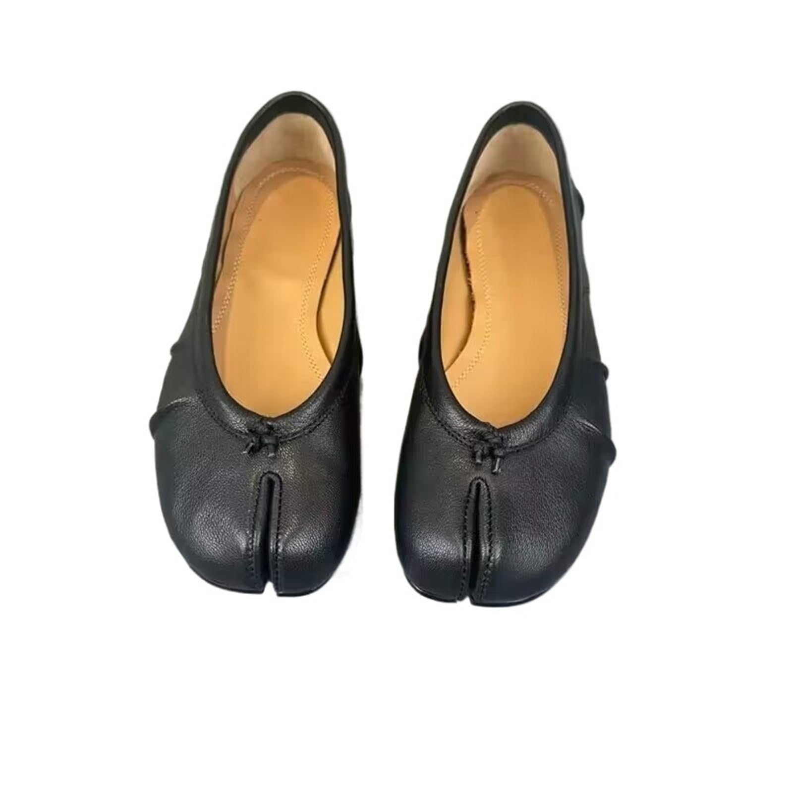 Tabi Chaussures Chaussures Tabi en Cuir PU for Femmes, Chaussures Plates Faites à la Main, Design Bout Fendu pour la Femme