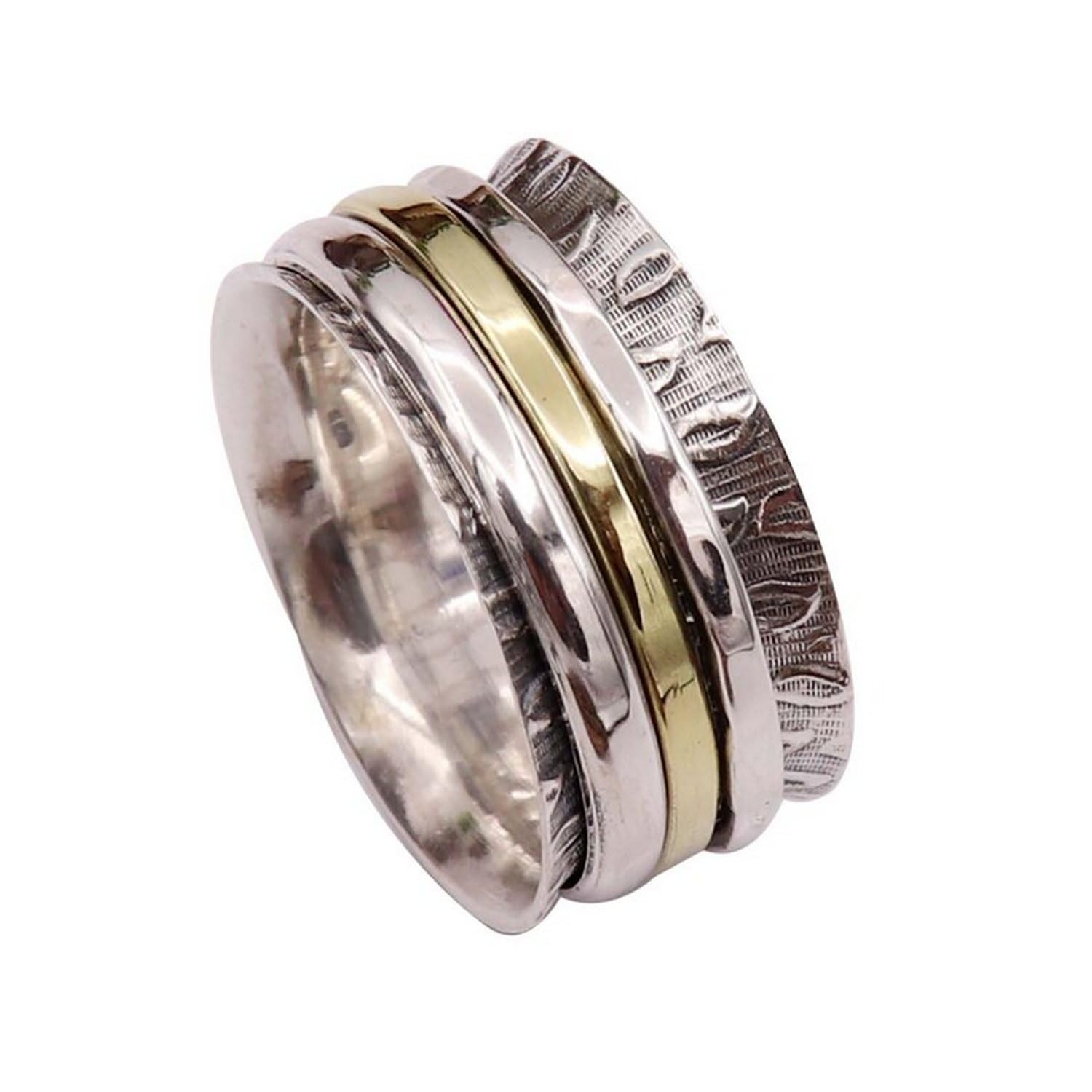Anillo giratorio de plata de ley 925, regalo de aniversario para esposo y esposa, regalo de cumpleaños de meditación para el día de la madre (talla 7 de EE. UU.)