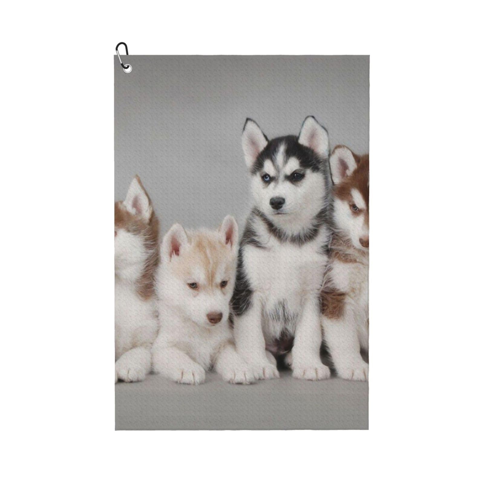 Hnnkloy Husky Huskie Dogs, 16x24 in Portable Waffle Golf Towels with Carabiner Clip for Golf Bag