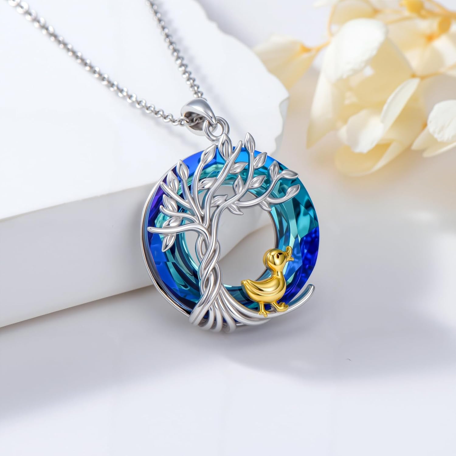 TOUPOP Tree of Life Chicken/Duck/Goose Necklace 925 Sterling Silver Crystal Jewelry Gifts for Women - Image 4