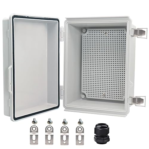 Vista 10 de Caja eléctrica impermeable, caja de conexiones IP67, pestillo de acero inoxidable, cubierta transparente con bisagras, carcasa para proyectos