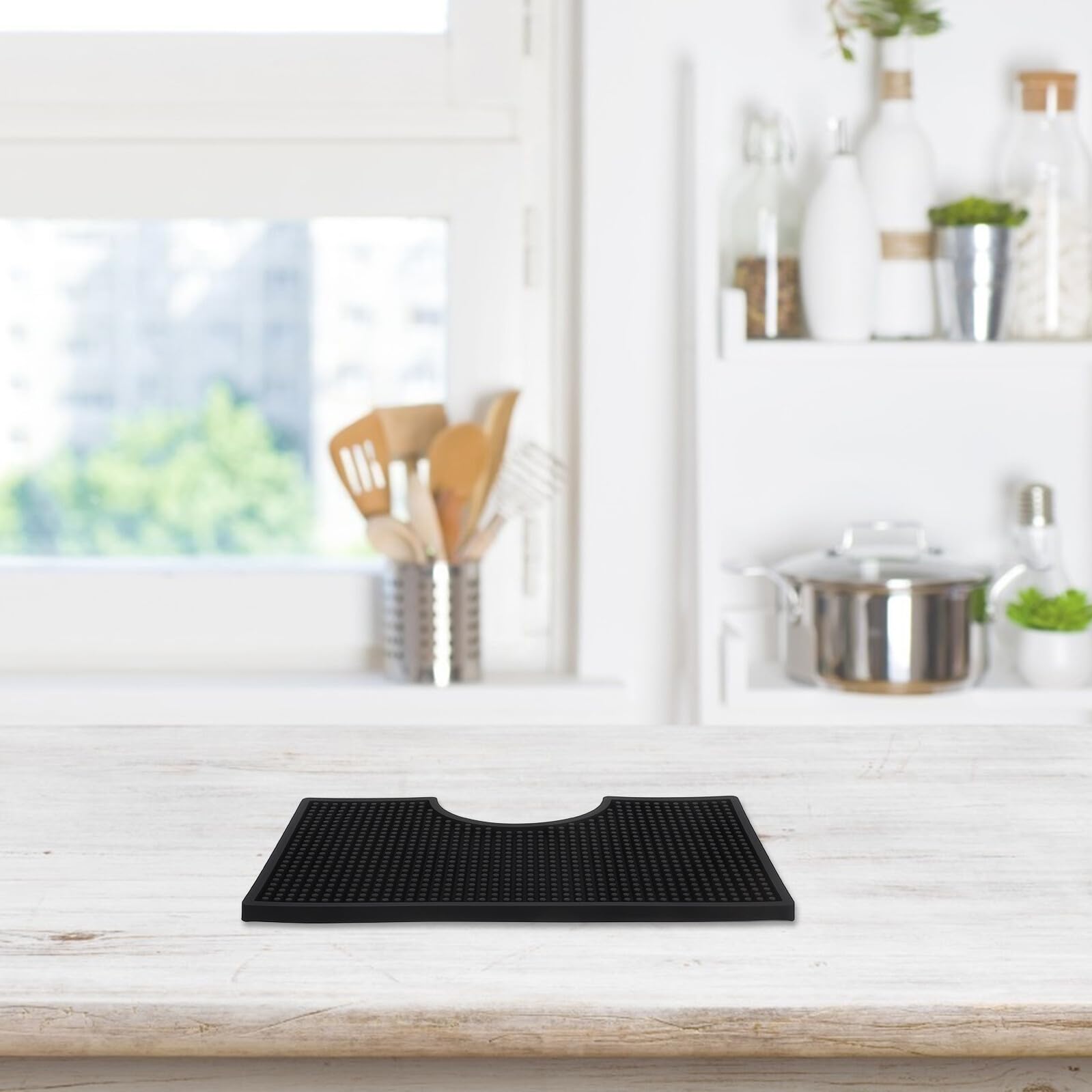 ABOOFAN 2 Piezas Alfombrilla Antideslizante para Barra de Bar Bandeja de Goteo Resistente al Calor con Diseño Irregular para Máquina de Café y Torre de Cerveza para Mostradores y