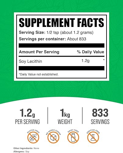 Miniatura 2 de BulkSupplements. com Lecitina de soja en polvo - Suplemento de lecitina - Polvo de lecitina de soja - Lecitina 1200 mg - Gránulos de lecitina de