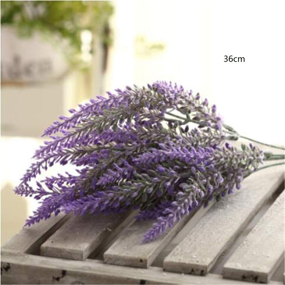 Fleur Artificielle Romantique Provence Lavande Décorative en Plastique Fleurs Artificielles Grain De Plantes Aquatiques pour La Maison De Mariage Décoration Dix Pièces 36cm