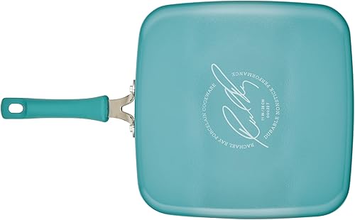 Miniatura 4 de Rachael Ray Cook + Create - Sartén antiadherente para estufaparrilla, cuadrada, 11 pulgadas, azul agave