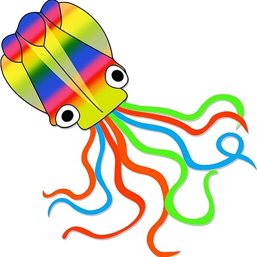 Cometa de pulpo grande para niños y adultos cometas fáciles de volar para niños y niñas juguete de playa y verano al aire libre con línea voladora y