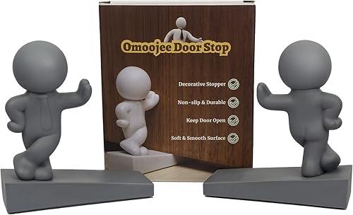Vista 5 de Tope decorativo para puerta, paquete de 2, eficaz para mantener tu puerta abierta, bonita cuña de puerta para el hogar y la oficina, gris (patentado)