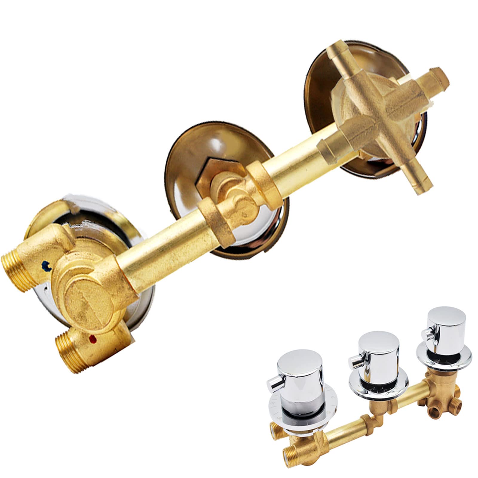 CWCQGH Modern 4 Way Thermostatic Shower Faucets with Brass Mixer Tap and Ceramic Cartridge G1/2 Connection Silver,Intubation 4-way