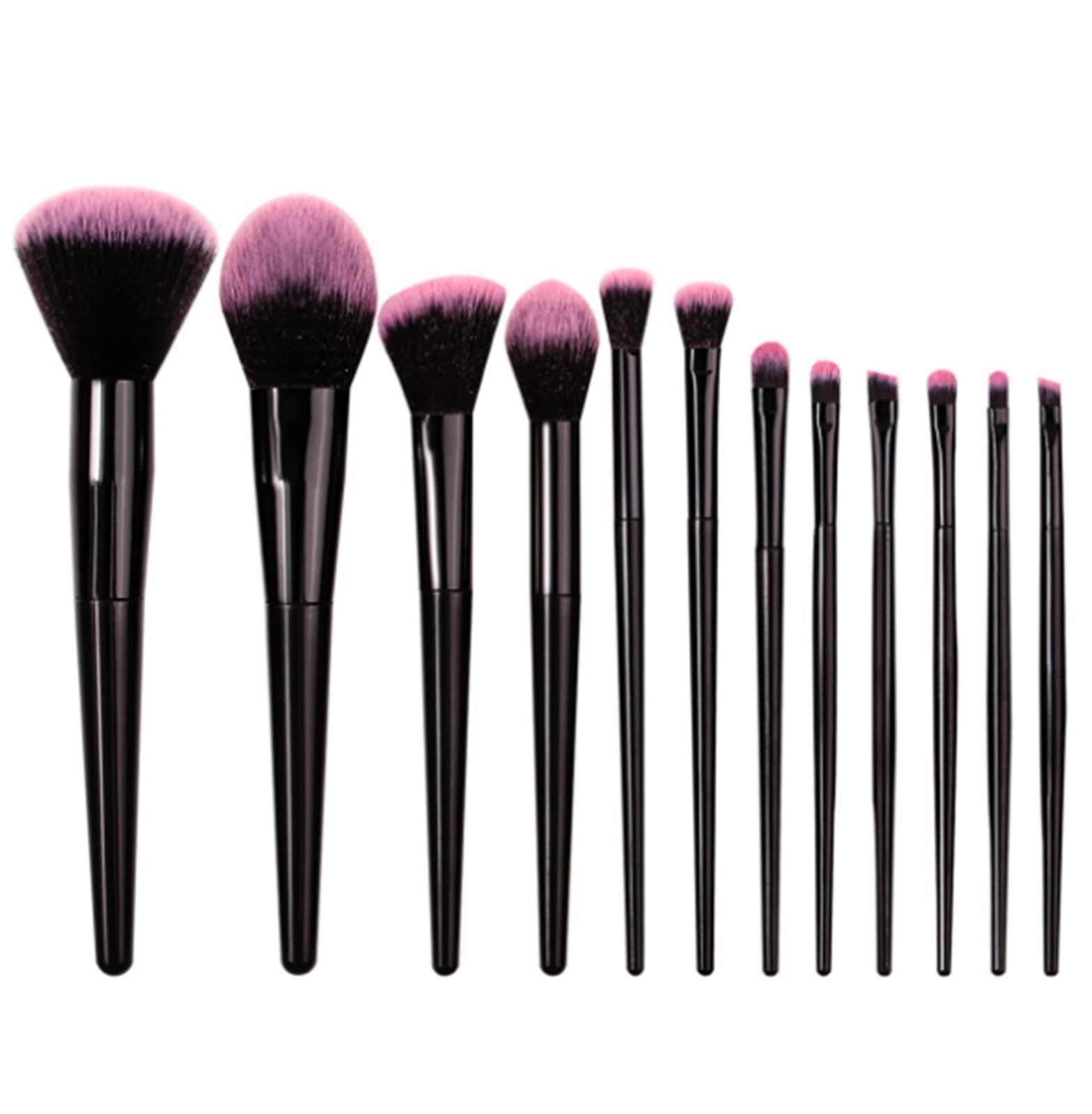 Set di Pennelli per Trucco Set Di Pennelli For Il Trucco, 12 Pezzi Di Pennelli For Ombretto, Fondotinta, Cipria, Correttore Ecc. Pennelli da Trucco per Occhi(Black)
