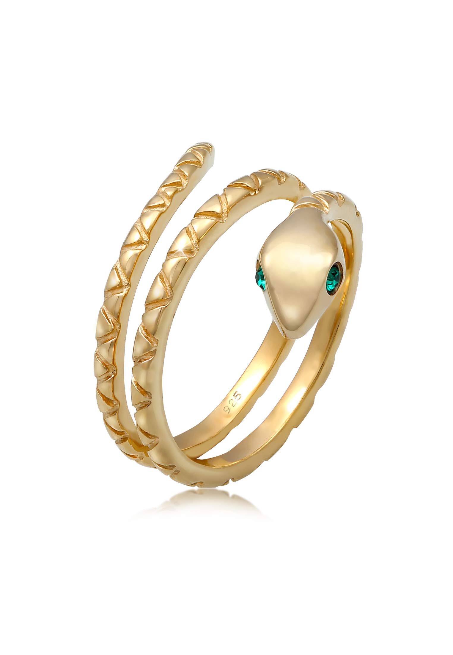 Elli Anelli Donne Serpente Pinky Moderno con Cristalli in Argento Sterlino 925 Placcato Oro