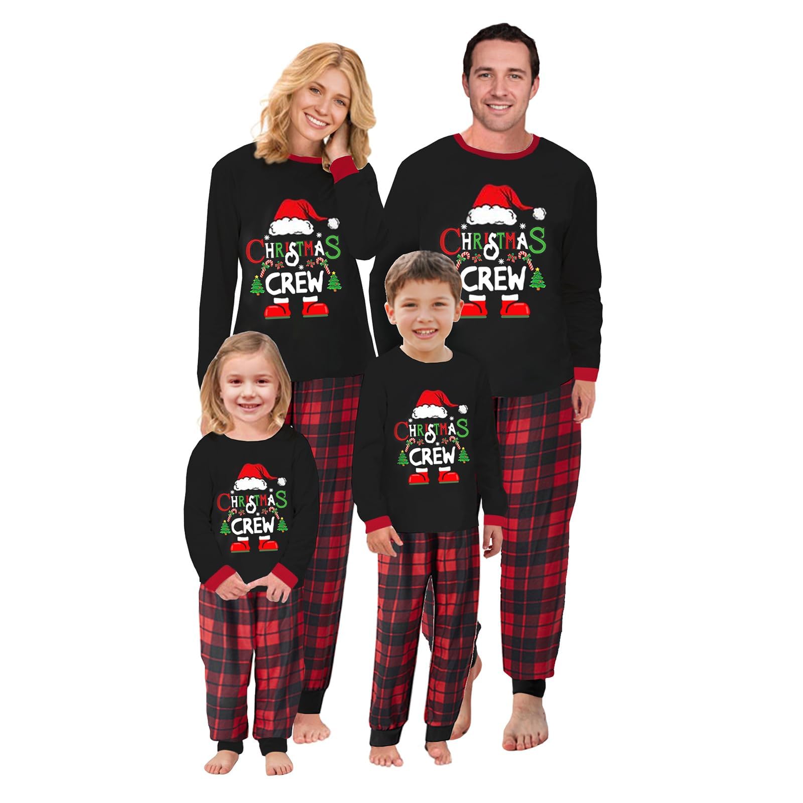 Cysincos Family Matching Christmas Pajamas Set Xmas Pjs Set Soft Long Sleeve Holiday Sleepwear Outfits for Women Men Couples