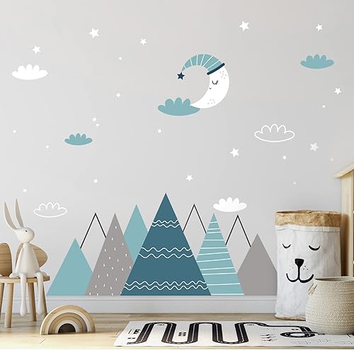 Miniatura 3 de Calcomanías adhesivas de pared de montaña de 79 x 63 pulgadas calcomanías adhesivas de pared de montaña calcomanías de pared de montaña guardería