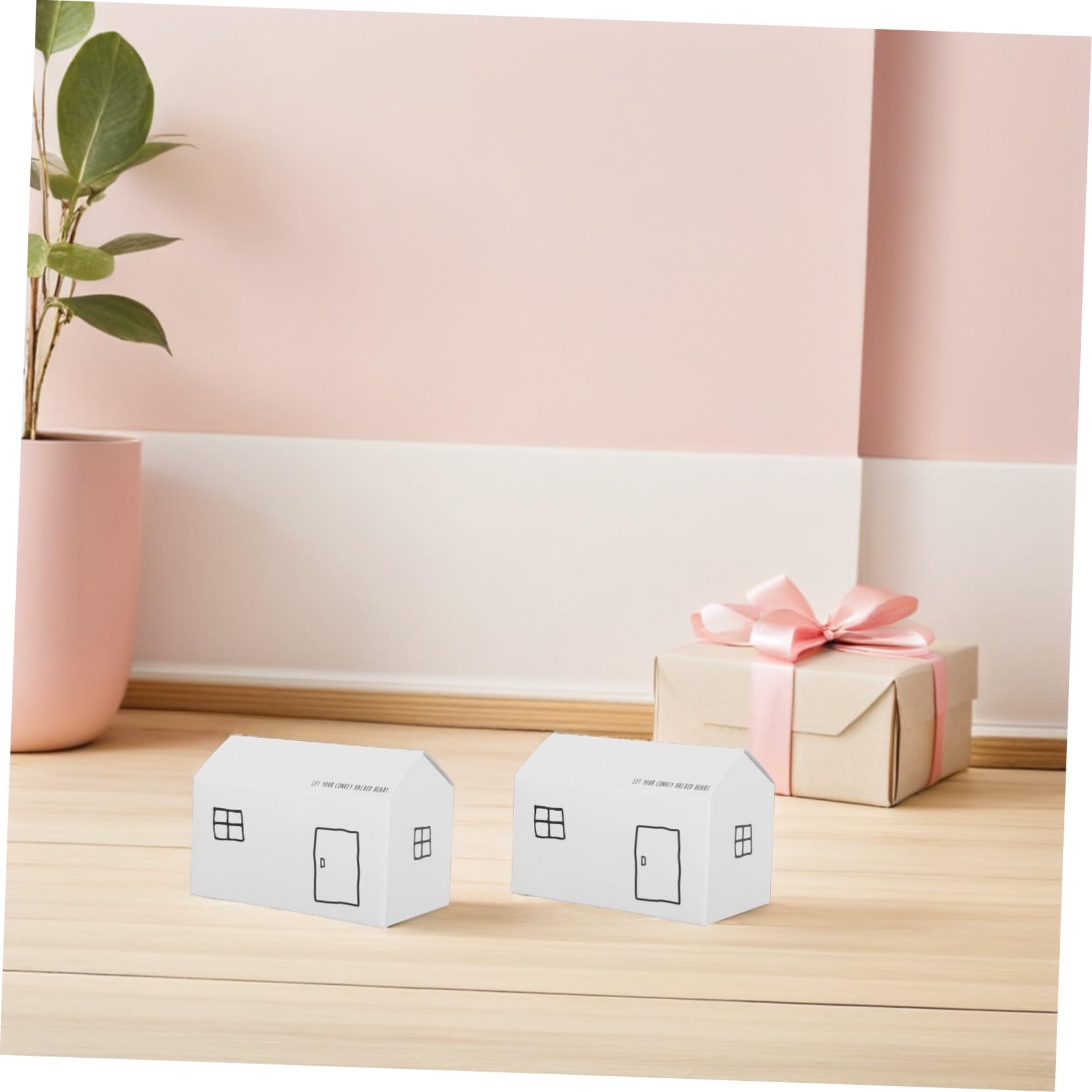 BUGUUYO 50pièces Boîtes Cadeaux Forme de Maison pour Dragées de Mariage Contenants à Bonbons pour Fêtes de Noël Pâtisseries et Biscuits