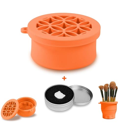 Miniatura 7 de Taza de limpieza de silicona para brochas de maquillaje  Porta brochas de maquillaje de silicona plegable portátil, alfombrilla de limpieza de