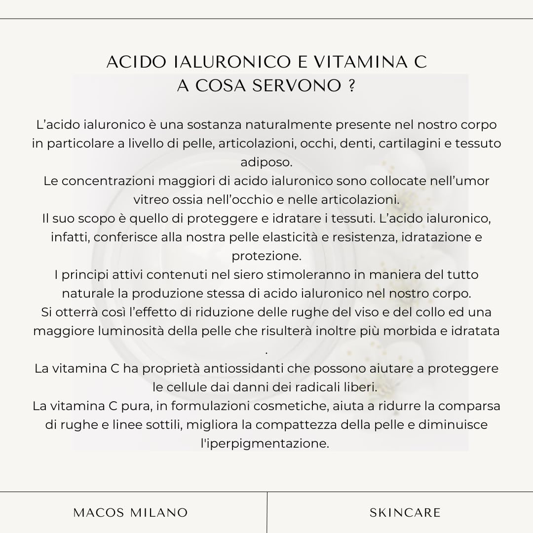 MACOS MILANO Ultra Serum 30 ml, Face Serum with Hyaluronic Acid and Vitamin C, Intense Moisturizing, Anti-Aging - Image 3
