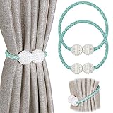 PINOWU Magnetic Curtain Tiebacks Clips - Window Tie Backs Holders for Home Office Decorative Rope Holdbacks Classic Tiebacks Design (1 Pair, Aqua)…