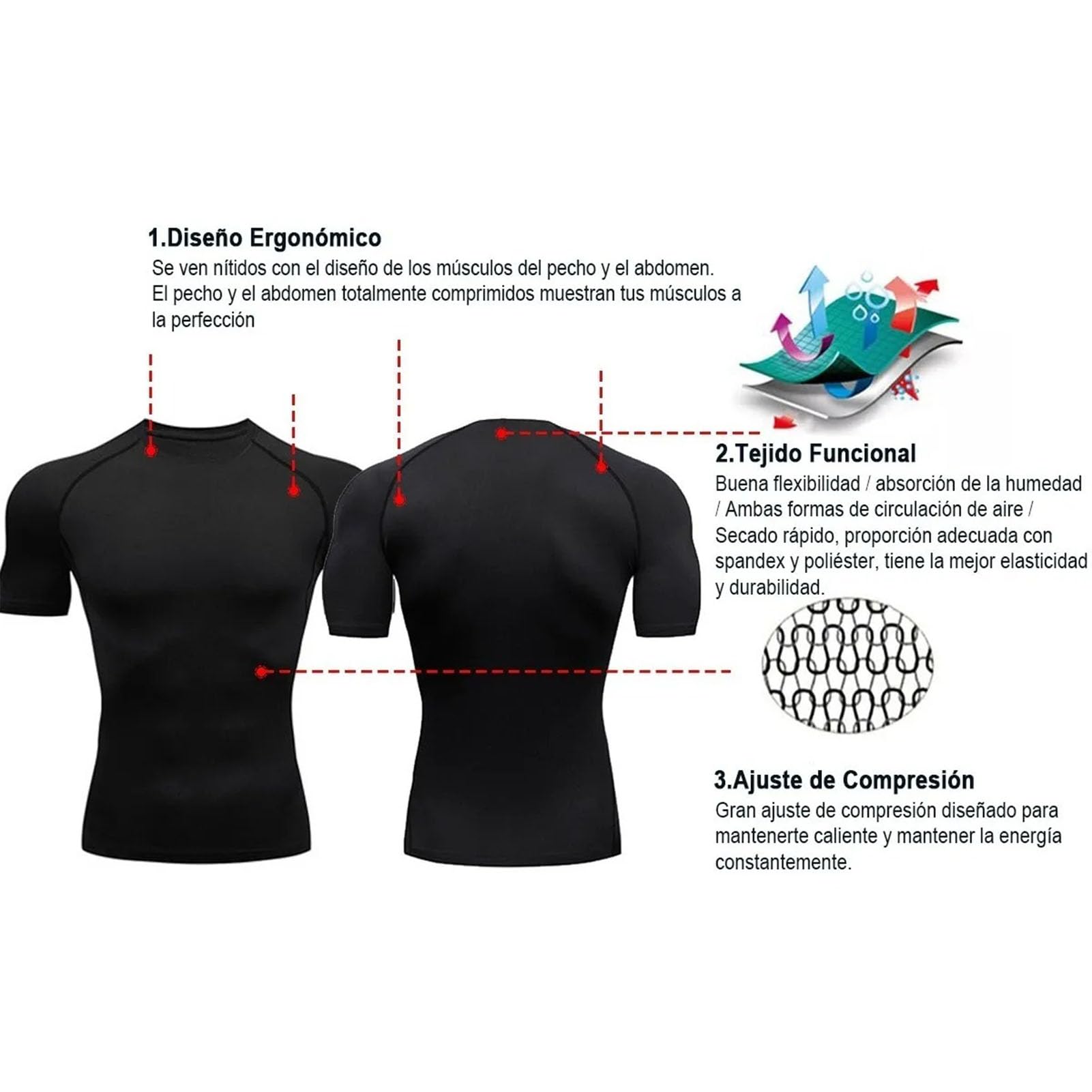 Męskie Koszulki Kompresyjne, Męskie Koszulki Kompresyjne Cool Dry z Krótkim Rękawem T-shirty Sportowe Topy Koszulka Sportowa do ćwiczeń (L)