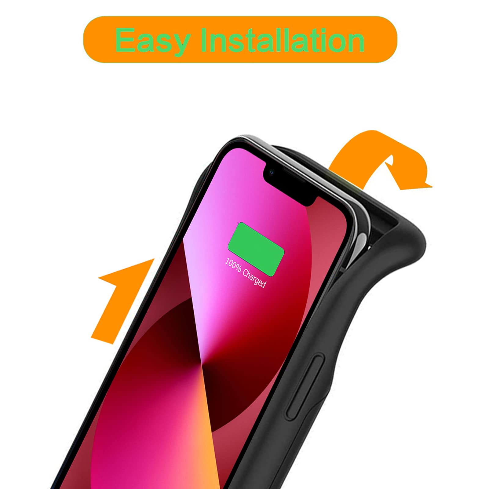 Akku-Hülle für iPhone 13 Mini, verbesserte 6500 mAh, ultradünn, tragbar, schützende Power-Smart-Ladehülle, kompatibel mit iPhone 13 Mini (5,4 Zoll), wiederaufladbar, erweitertes Akku-Ladegerät