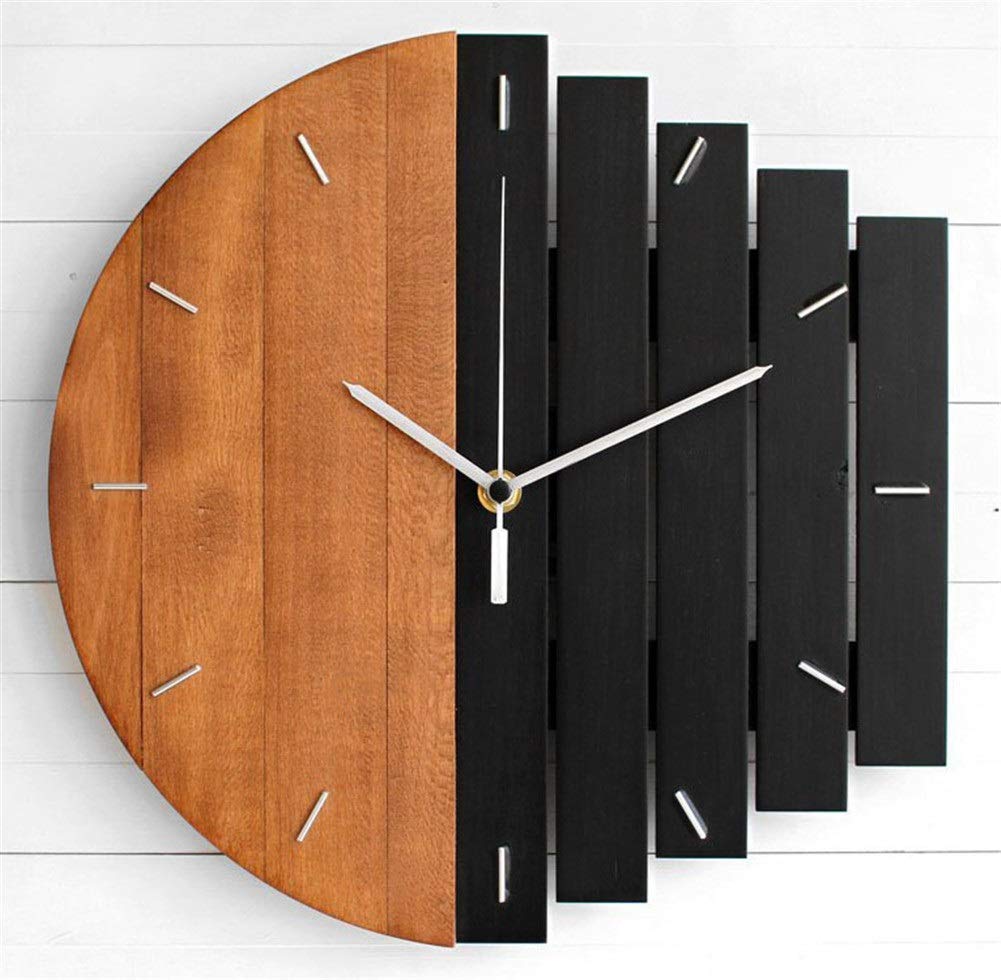 Relojes de Pared Estilo Industrial Abstracto Reloj de Madera silencioso para la Oficina en casa Sala de Estar Dormitorio Decoración 30 CM