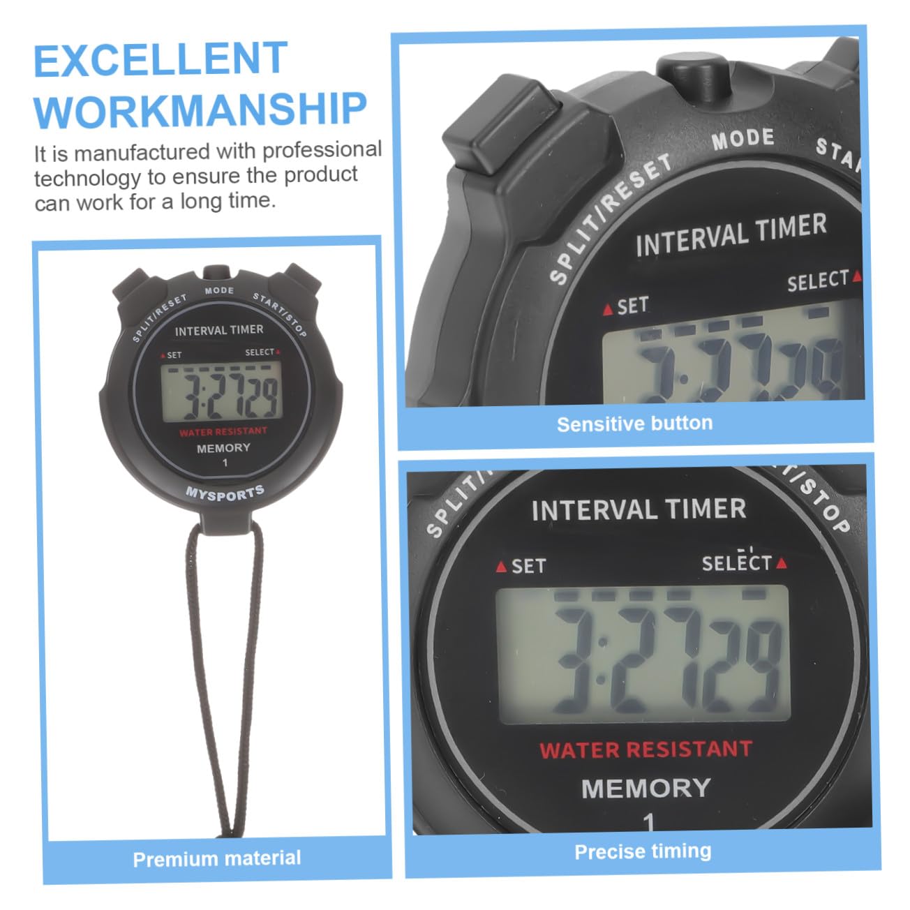 ifundom 5 Pezzi Cronometro per Sport Corsa e Allenamento Timer Elettronico Design Controllo per Utilizzo Facile e Duraturo