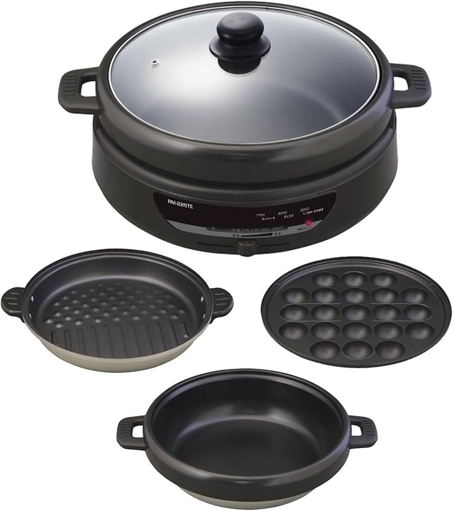 Amazon | [東京Deco] 電気鍋 グリル鍋 3枚プレート (深なべ・グリル