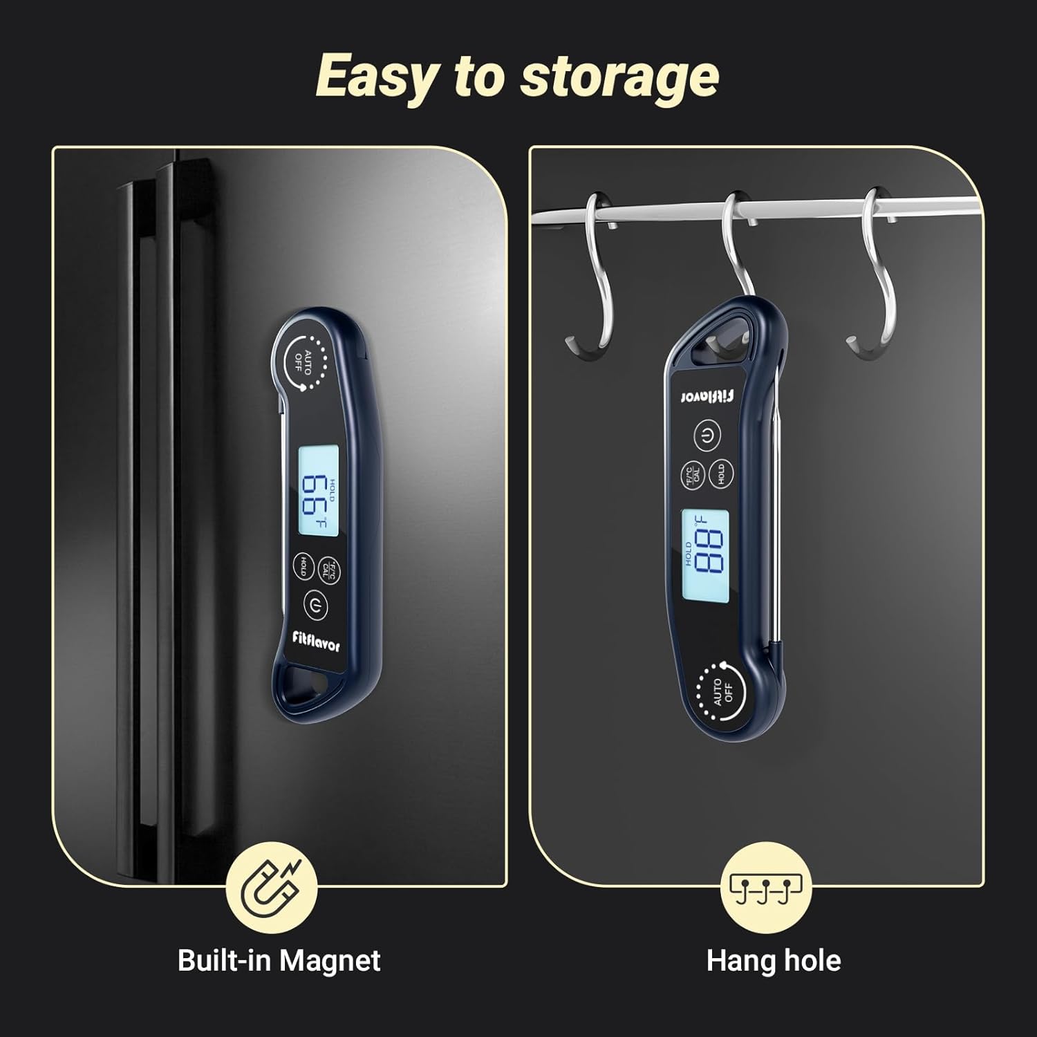 Instant Read Meat Thermometer Digital, 0.5S Instant Read Thermometer for Cooking Grill Candy Oil Food Meat Kitchen Baking BBQ, K Sensor Accuracy ±0.5°F Backlight Calibration Waterproof (11K-1)