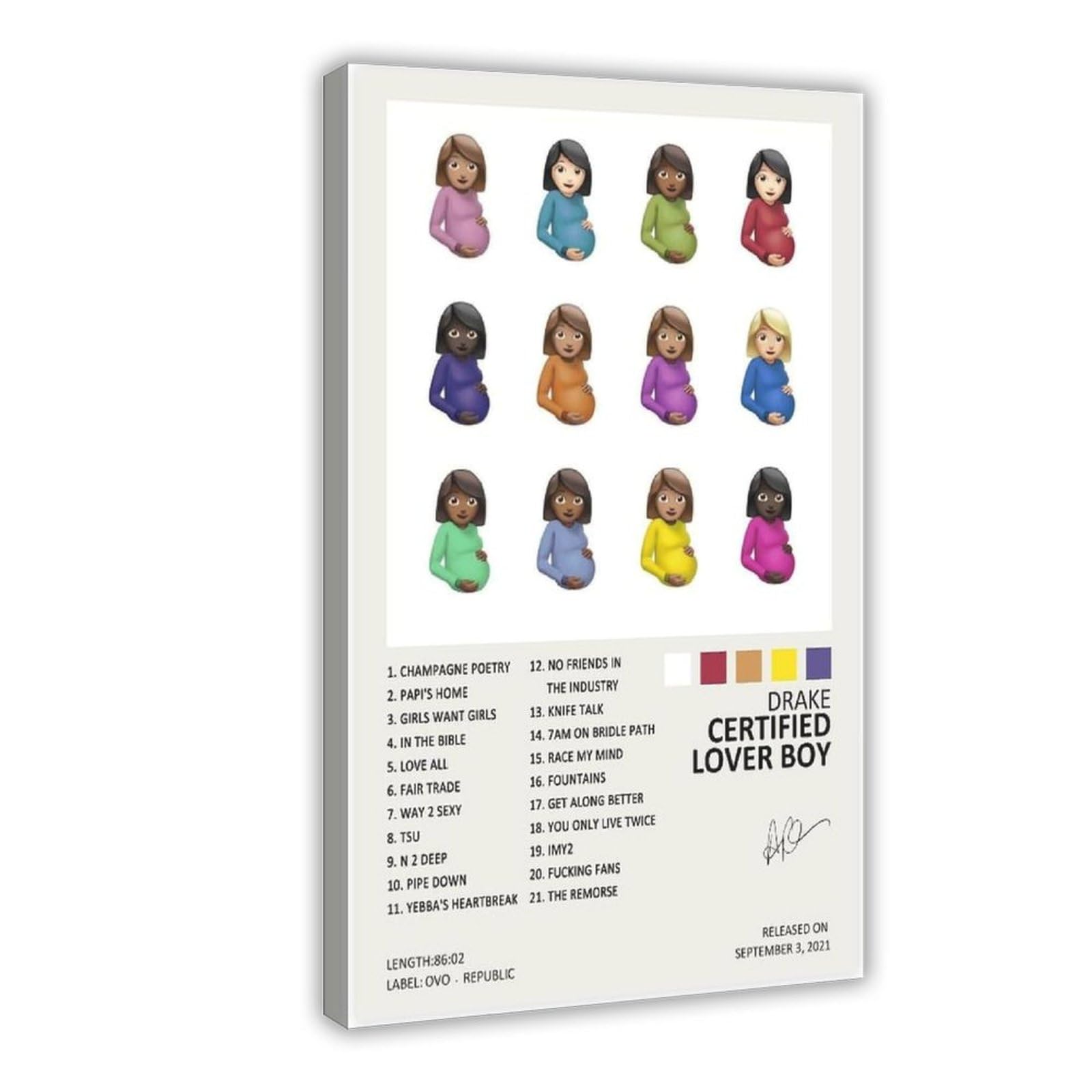 bnyesa Dra Certified Lover Boy 2021 Music Album Cover Art Poster Canvas Poster Wall Art Decor Print Picture Paintings for Living Room Bedroom Decoration 24x36inch(60x90cm)