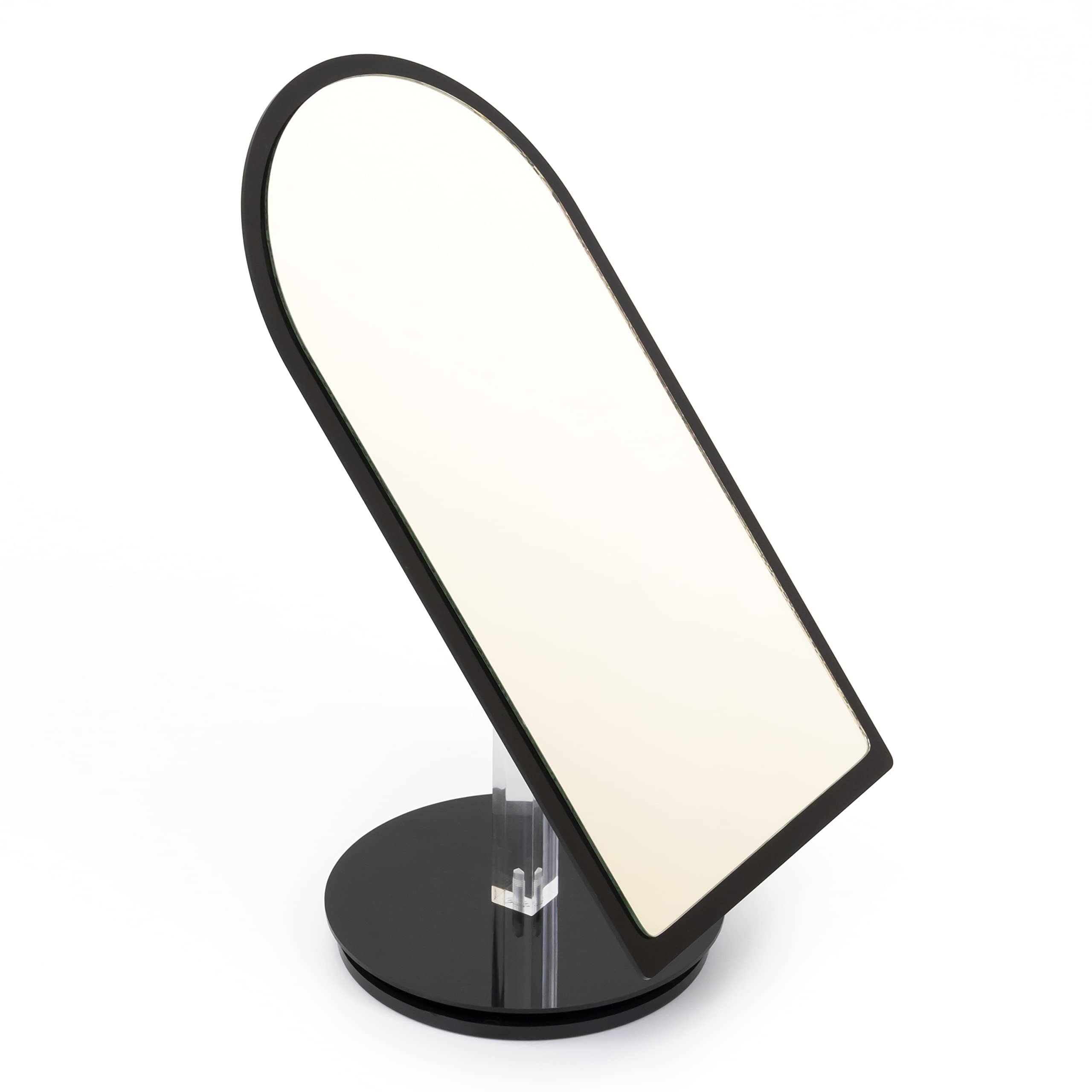 Large Adjustable-Angle 360 Degree Rotating Counter-top Acrylic Mirror with High-End Black Frame, Reflection Area 12