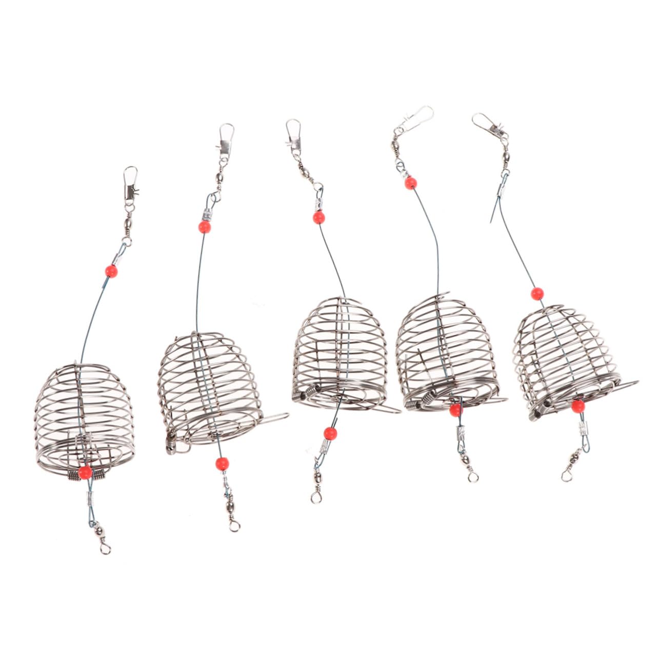 MUSISALY 5Pcs Stainless Steel Fishing Bait Cage Portable Durable Fishing Basket Feeder Holder for Enhanced Catching Effect for Fishing Lovers