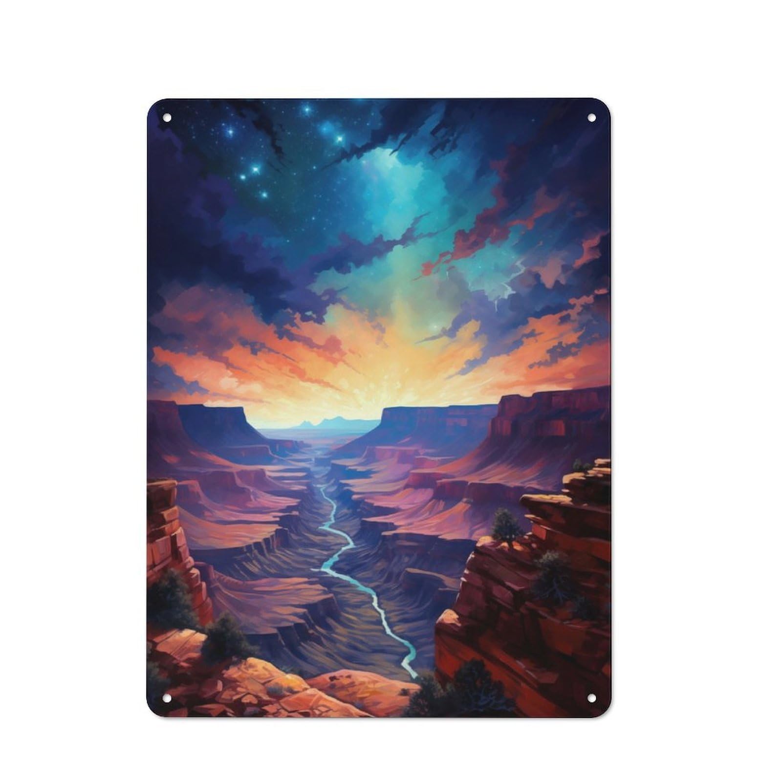 Junmoney Grand Canyon From Above Retro Metal Wall Decor 40X30cm, Metal Wall Art Sign For Living Room, Hallway, Kitchen Or Cafe
