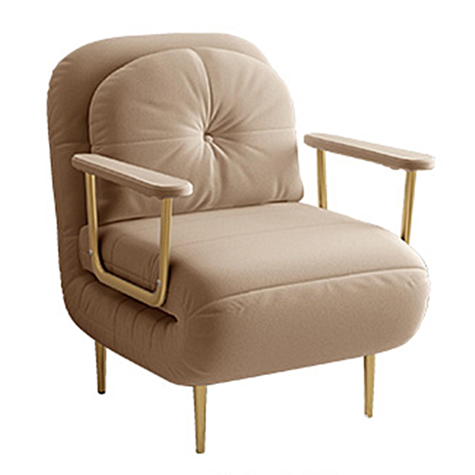Pojedyncza sofa z materacem, regulowane oparcie w 6 pozycjach, fotel do salonu i sypialni, kolor khaki (190 x 68 x 30 cm)