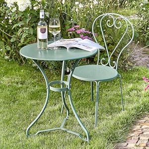 BUTLERS Gartenmöbel Set 3-teilig Century Bistroset für 2 Personen Ø 60 cm Metall Tisch mit Stühlen im französischen Stil | Balkonmöbel Gartenmöbel Set stapelbar Outdoor wetterfest