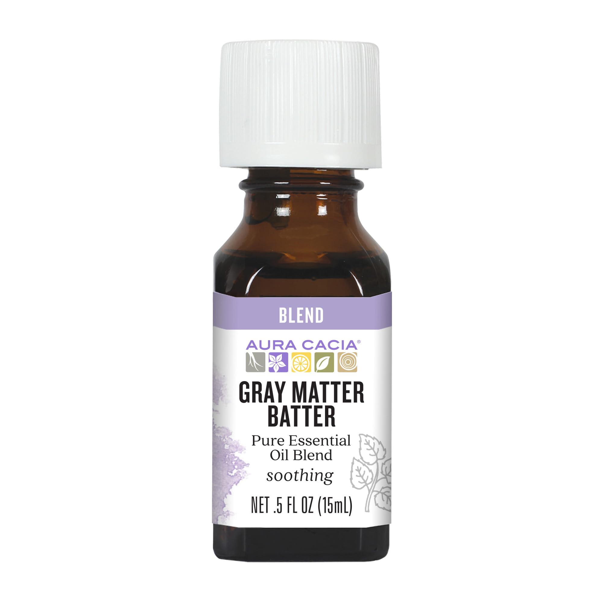 Aura Cacia Gray Matter Batter Essential Oil, 100% Pure Essential Oil Blend - Aromatherapy for Temple Massage, Diffusers, Personal Care | 0.5 Fl Oz (Pack of 1)