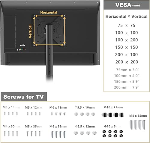 Miniatura 8 de TVON Soporte de suelo de TV para televisores de pantalla LCD LED de 13 a 50 pulgadas de pantalla planacurva de hasta 44 libras, soporte de TV de