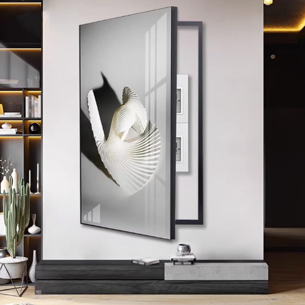 YVYKFZD Sicherungskasten Abdeckung, StromzäHler Box Dekoration, Wandmontierte Stromkasten Verkleidung, versteckte Elektrische Box Abdeckung Dekorative, Wohnzimmer(Black B,60x100cm/23.6"x39.3")