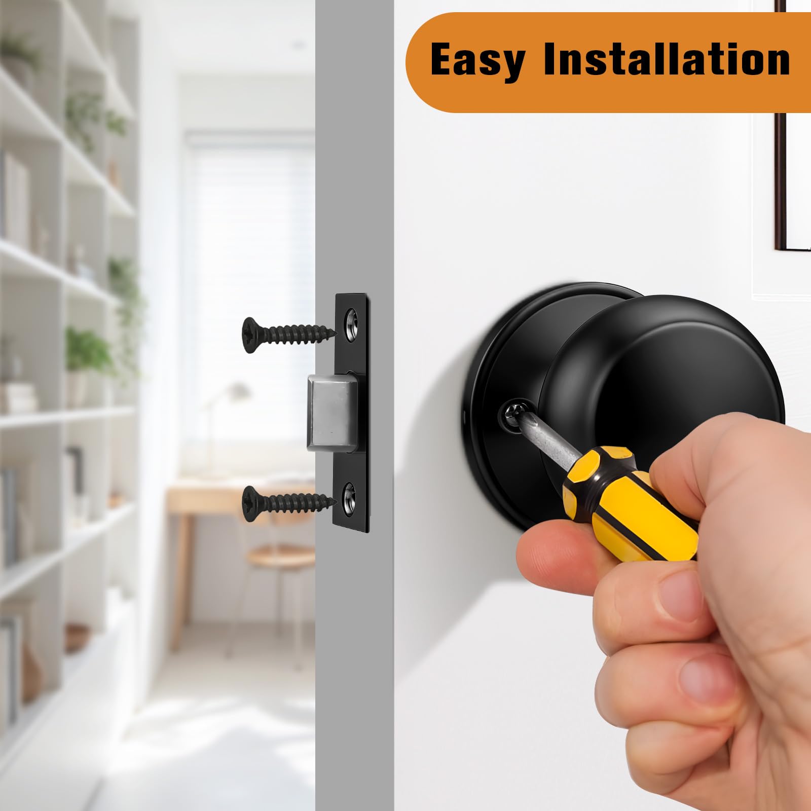 Probrico Black Matte Door Knobs - 6 Pack -4