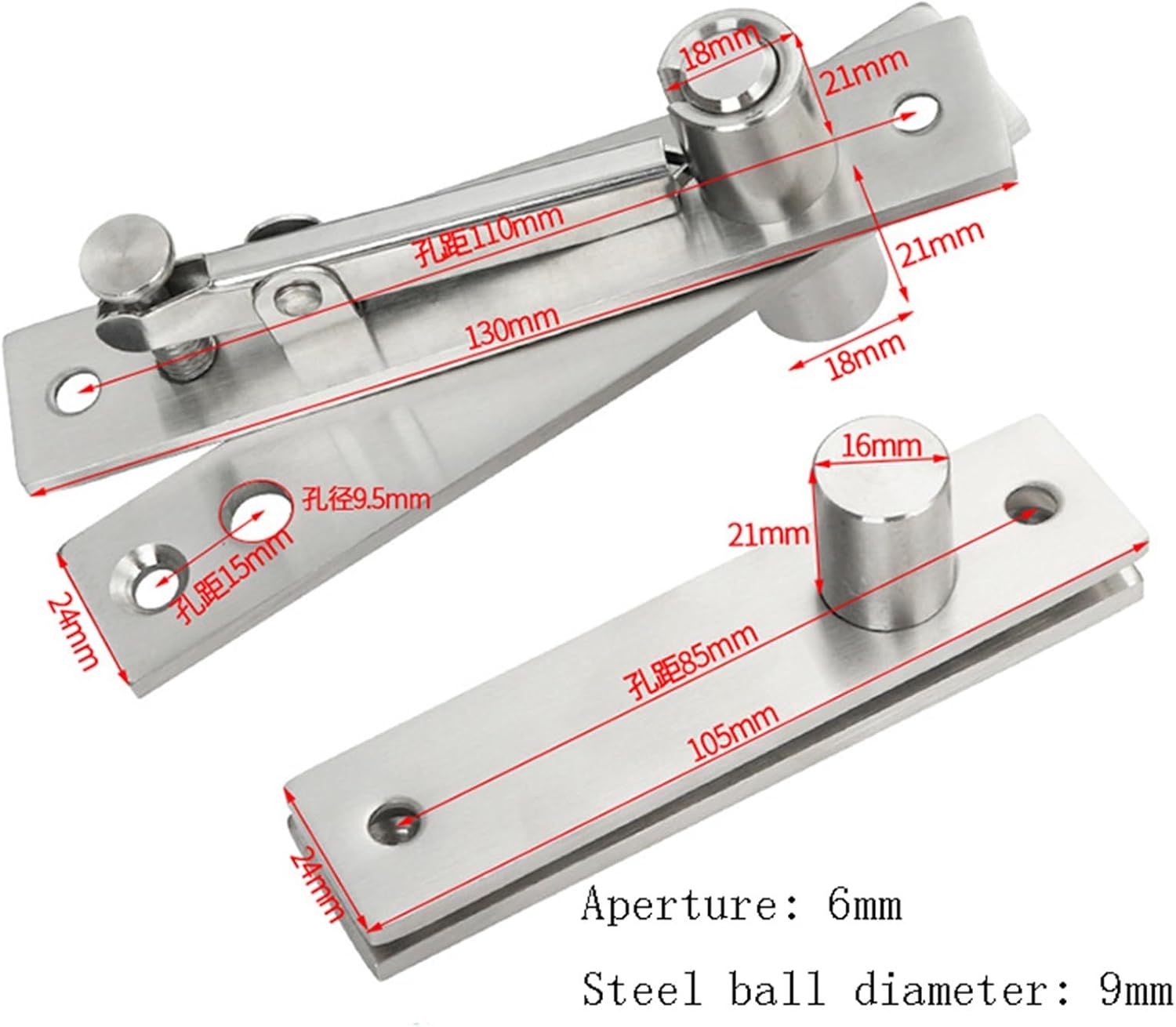 High Load Bearing Rotating Shaft Stainless Steel 360 Degree Shaft Wooden Door Upper and Lower Hinges Positioning Door Hinge(A)